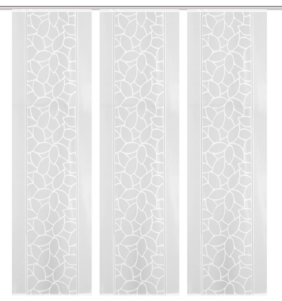 HOME WOHNIDEEN Schiebegardine JENNA (3 St), Klettband, halbtransparent, Schiebevorhang Jacquard Set – Bild 2 von 5