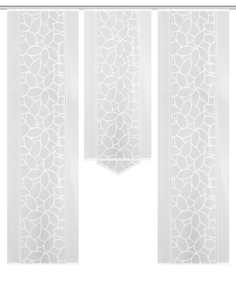 HOME WOHNIDEEN Schiebegardine JENNA (3 St), Klettband, halbtransparent, Schiebevorhang Jacquard Set – Bild 2 von 5