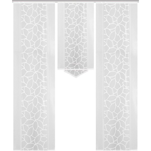 HOME WOHNIDEEN Schiebegardine JENNA (3 St), Klettband, halbtransparent, Schiebevorhang Jacquard Set