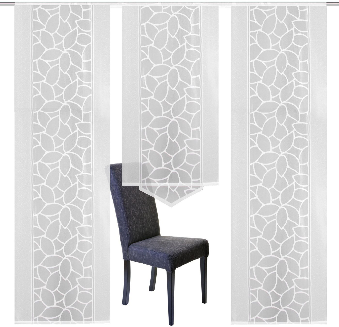 HOME WOHNIDEEN Schiebegardine JENNA (3 St), Klettband, halbtransparent, Schiebevorhang Jacquard Set – Bild 4 von 5