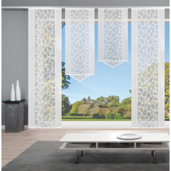 HOME WOHNIDEEN Schiebegardine JENNA (4 St), Klettband, halbtransparent, Schiebevorhang Jacquard Set