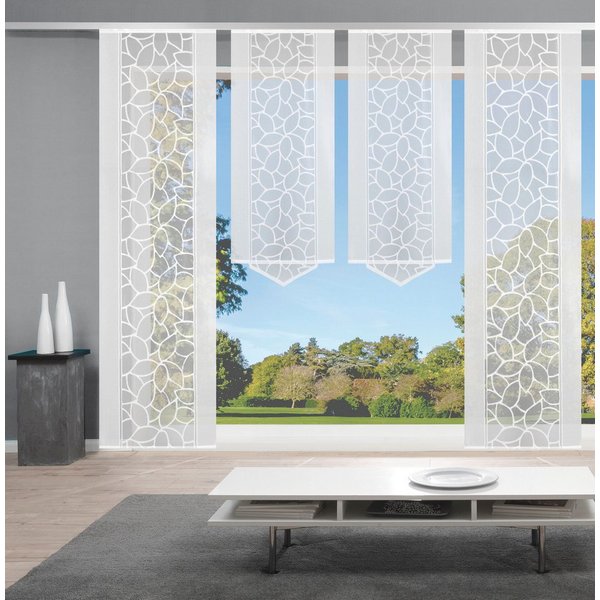 HOME WOHNIDEEN Schiebegardine JENNA (4 St), Klettband, halbtransparent, Schiebevorhang Jacquard Set
