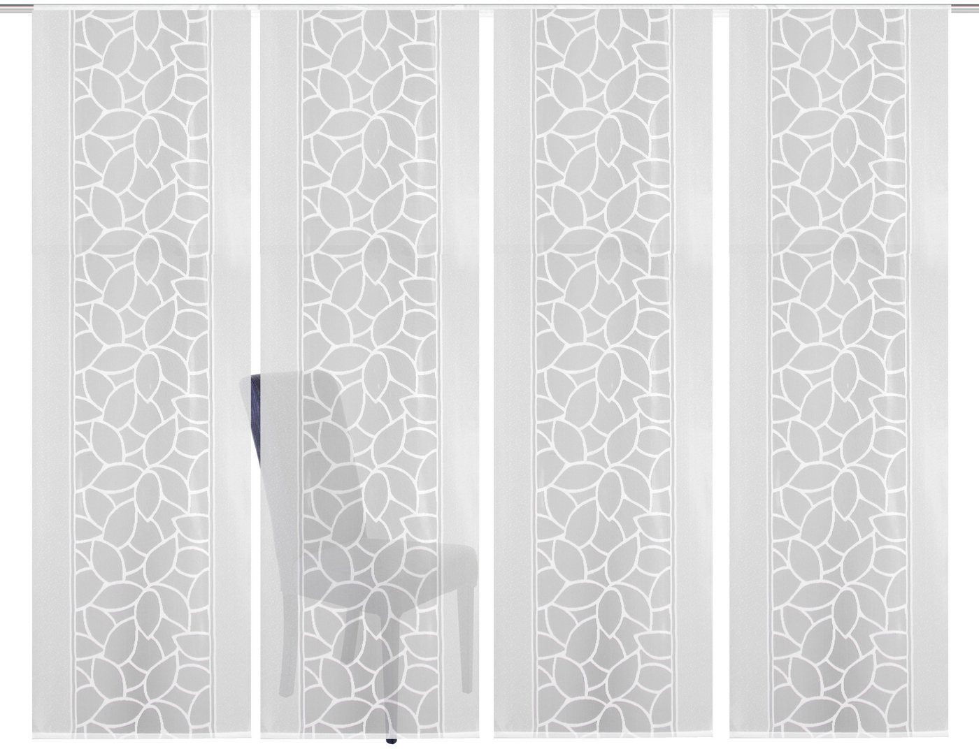 HOME WOHNIDEEN Schiebegardine JENNA (4 St), Klettband, halbtransparent, Schiebevorhang Jacquard Set – Bild 4 von 5