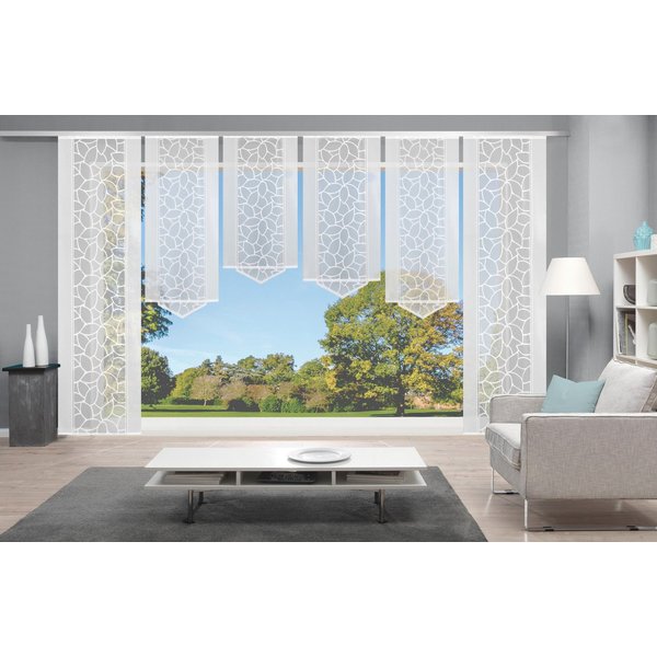 HOME WOHNIDEEN Schiebegardine JENNA (6 St), Klettband, halbtransparent, Schiebevorhang Jacquard Set