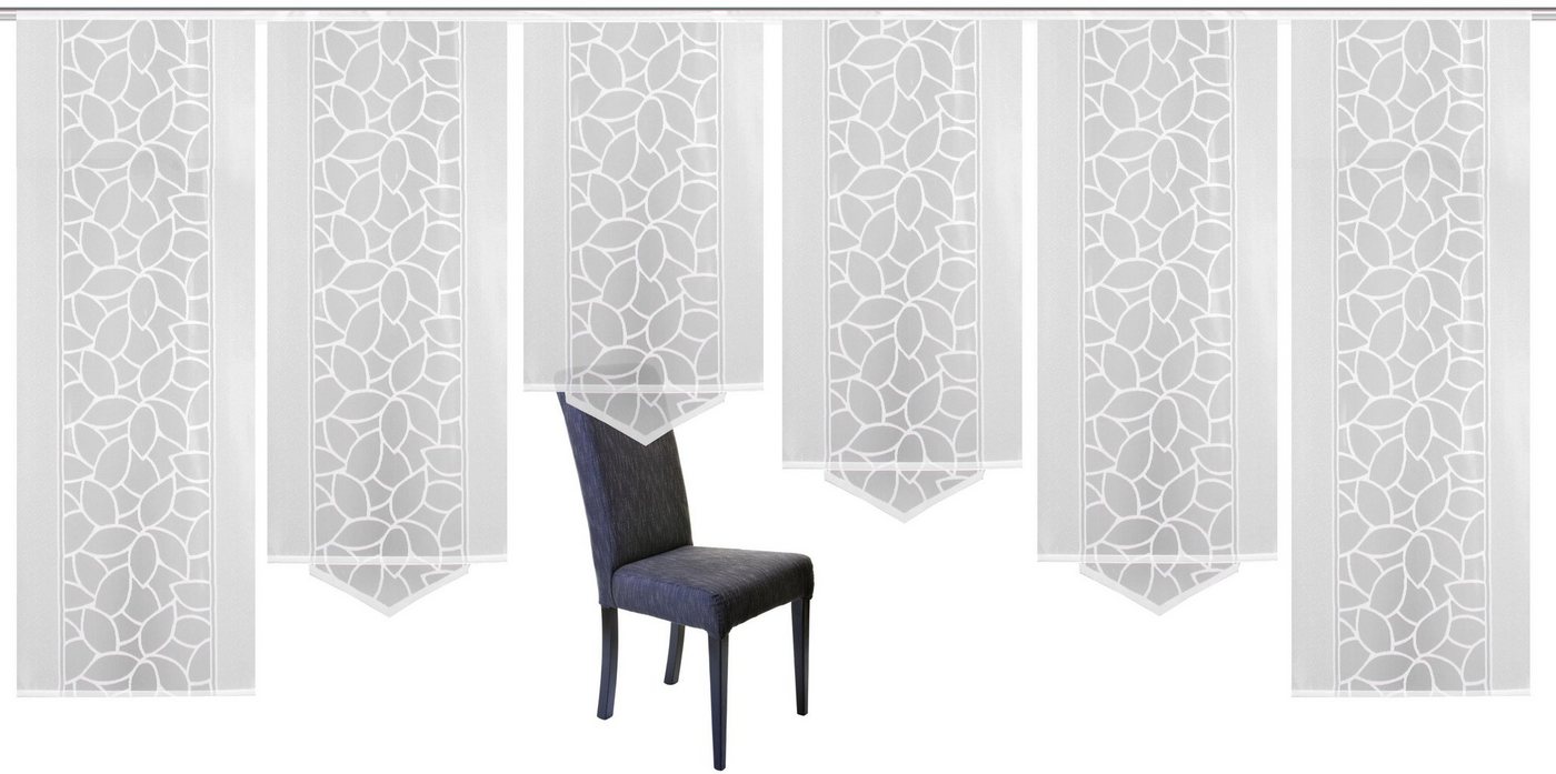 HOME WOHNIDEEN Schiebegardine JENNA (6 St), Klettband, halbtransparent, Schiebevorhang Jacquard Set – Bild 3 von 5