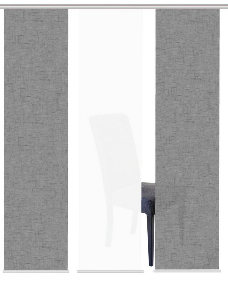 HOME WOHNIDEEN Schiebegardine Schiebegardine PIVE, Digitaldurck, Dekostoff, Seidenoptik 245x60 cm (3 St), Paneelwagen, blickdicht, 100% Polyester – Bild 4 von 5