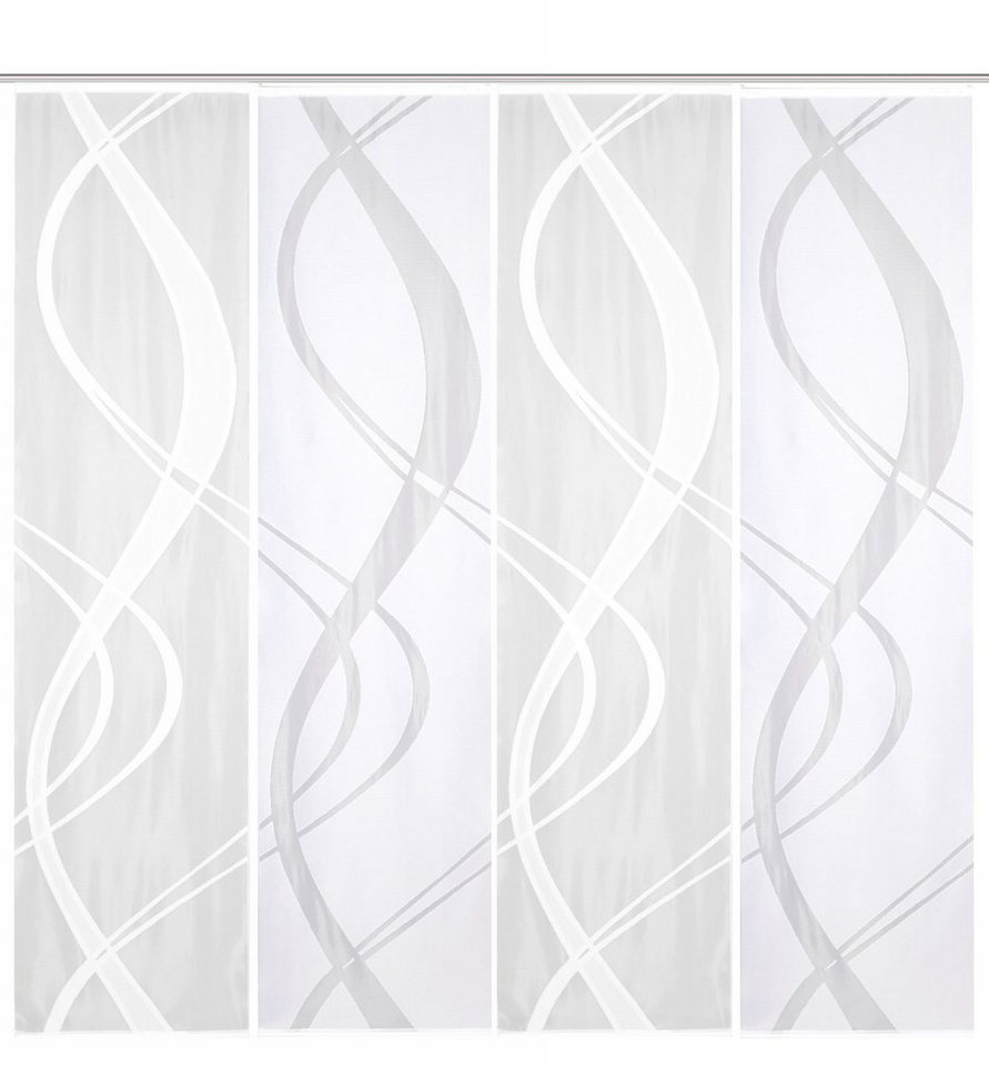 HOME WOHNIDEEN Schiebegardine TIBASO (4 St), Paneelwagen, halbtransparent, Wirkware, halbtransparent – Bild 2 von 5