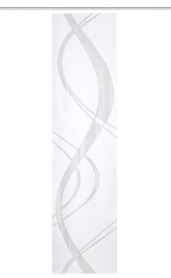 HOME WOHNIDEEN Schiebegardine Schiebegardine TIBASO, blickdicht, Jacquard-Stoff, Farbe: Weiß, Maße: (1 St), Paneelwagen, halbtransparent, 100% Polyester – Bild 3 von 4
