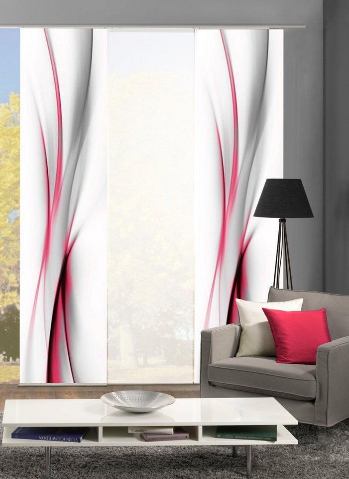 HOME WOHNIDEEN Schiebegardine UFA (3 St), Klettband, blickdicht, HxB: 245x60, inkl. Befestigungszubehör – Bild 2 von 5