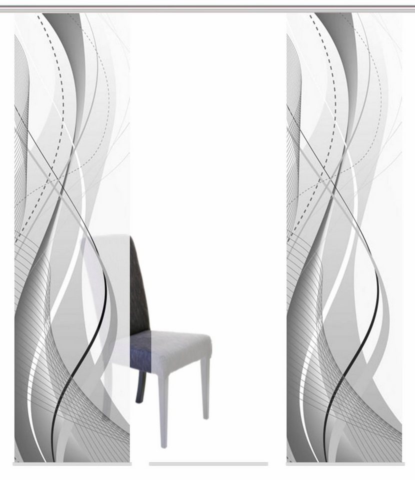 HOME WOHNIDEEN Schiebegardine WUXi (3 St), Klettband, blickdicht, HxB: 245x60, inkl. Befestigungszubehör – Bild 2 von 5