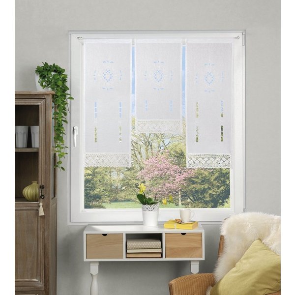 HOME WOHNIDEEN Vorhang ALEGRA, 3 Stück, Stangendurchzug, transparent (3 St), Stangendurchzug, halbtransparent, 3 teiliger Fensterbehang bestickt