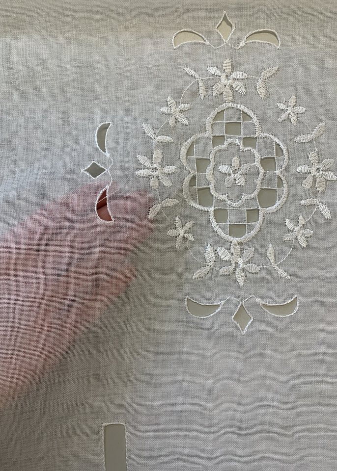 HOME WOHNIDEEN Vorhang ALEGRA, 3 Stück, Stangendurchzug, transparent (3 St), Stangendurchzug, halbtransparent, 3 teiliger Fensterbehang bestickt – Bild 5 von 5