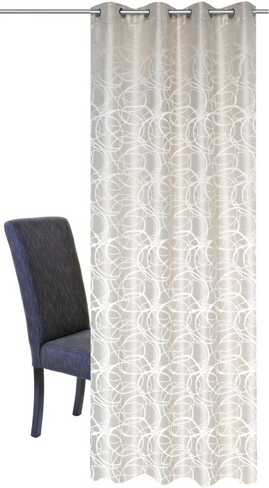 HOME WOHNIDEEN Vorhang LENNY (1 St), Ösen, blickdicht, HxB: 245x140, Dekostoff Jacquardgemustert – Bild 2 von 4