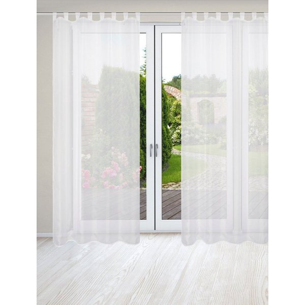 HOME WOHNIDEEN Vorhang NESSI 2er Pack (2 St), Schlaufen, transparent, Uni, Voile, transparent, Schlaufen inkl. Zugband, 2er Pack