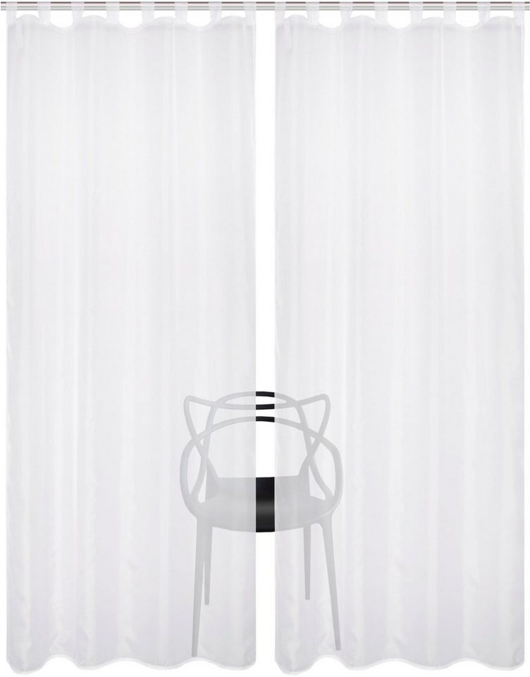 HOME WOHNIDEEN Vorhang NESSI 2er Pack (2 St), Schlaufen, transparent, Uni, Voile, transparent, Schlaufen inkl. Zugband, 2er Pack – Bild 2 von 5