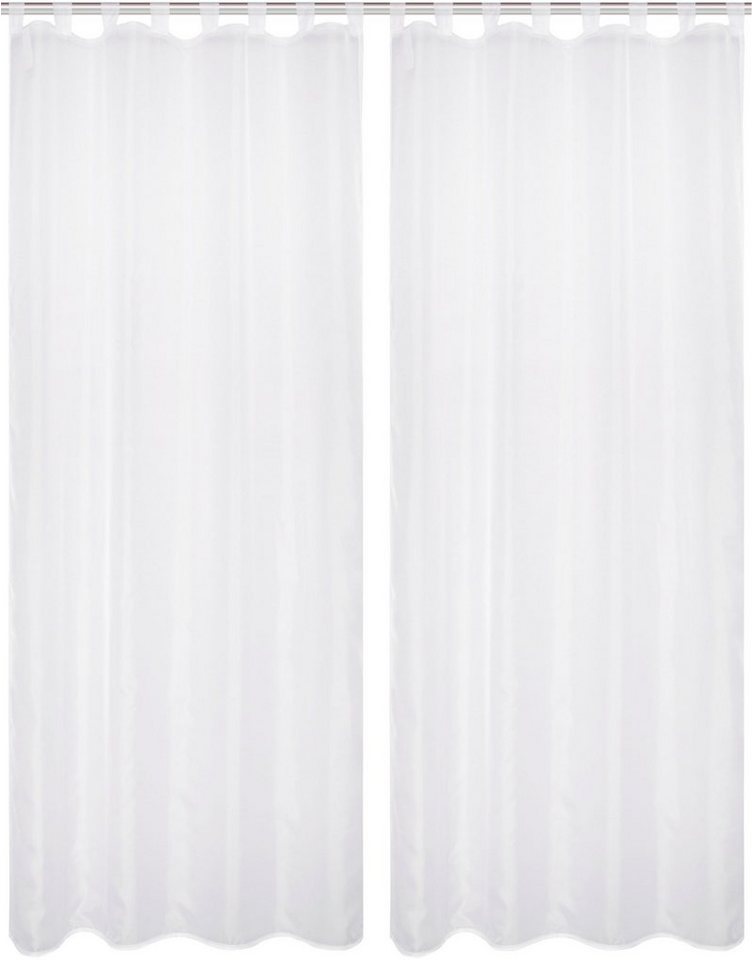 HOME WOHNIDEEN Vorhang NESSI 2er Pack (2 St), Schlaufen, transparent, Uni, Voile, transparent, Schlaufen inkl. Zugband, 2er Pack – Bild 3 von 5