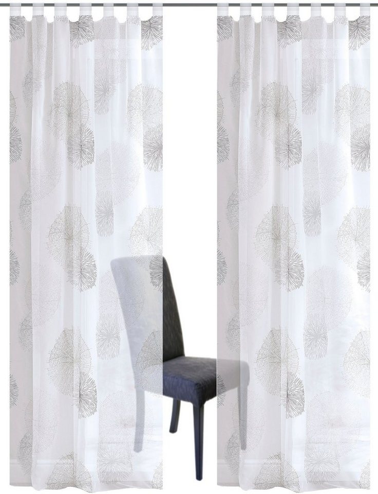 HOME WOHNIDEEN Vorhang RAWLINS (2 St), Schlaufen, transparent, Voile, 2er Pack Schlaufenschal RAWLINS bedruckt – Bild 3 von 4