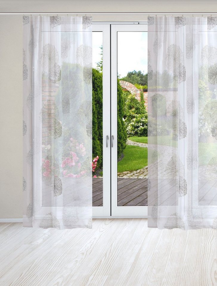 HOME WOHNIDEEN Vorhang RAWLINS (2 St), Kräuselband, transparent, Voile, 2er Pack Zugbandschal RAWLINS bedruckt – Bild 2 von 4