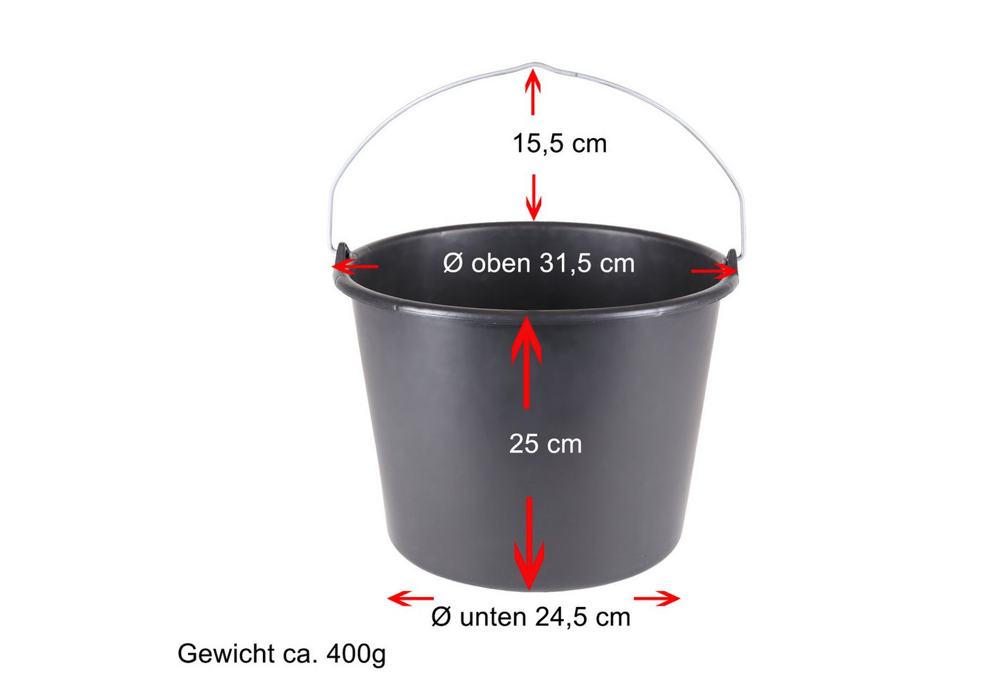 Home4Living Baueimer Eimer Mörteleimer 12L Futtereimer Schwarz Eimerset Putzeimer, (5-tlg), Mörteleimer, Futtereimer – Bild 5 von 5
