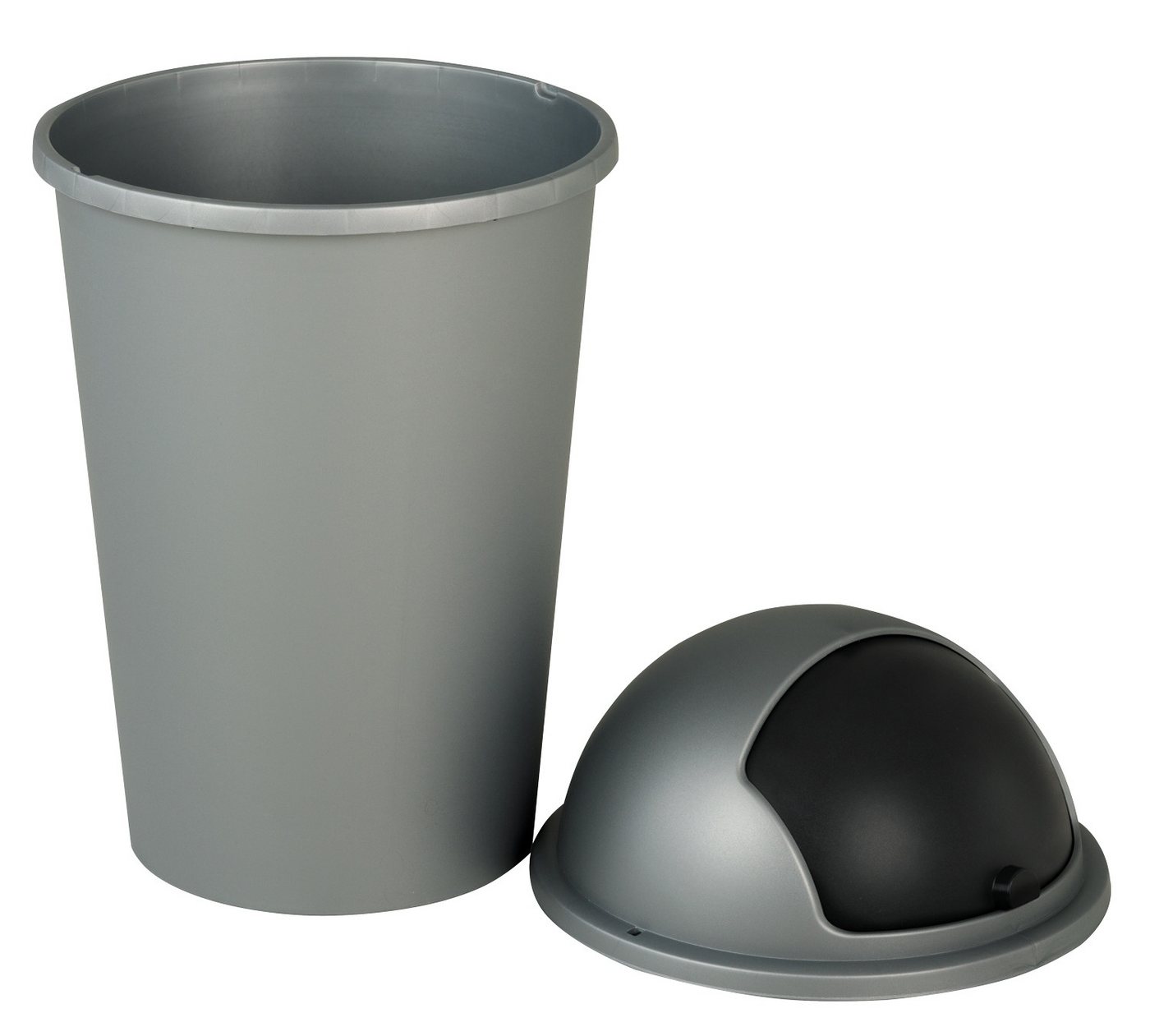 Home4You Mülleimer Abfalleimer, 50 Liter Fassungsvermögen, Schwarz, Silbergrau, Kunststoff, mit Deckel, Ø 40 x H 68 cm – Bild 3 von 5