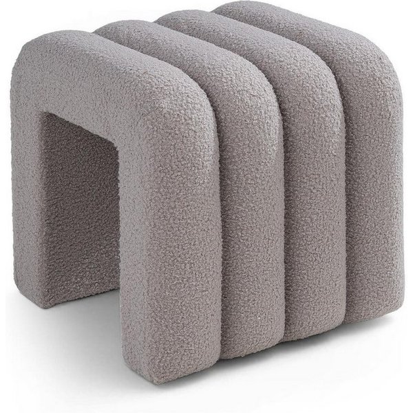 Home4You Polsterhocker B 40 x H 40 cm, Wollweiß, Teddystoff, (1 St), MDF, flauschig