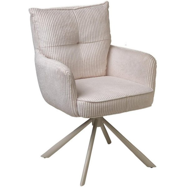 Home4You Polsterstuhl, Creme, Cordoptik, Metallgestell, (1 St), 180 Grad Drehbar, Rückholfunktion, B 47 x H 51 x T 46 cm