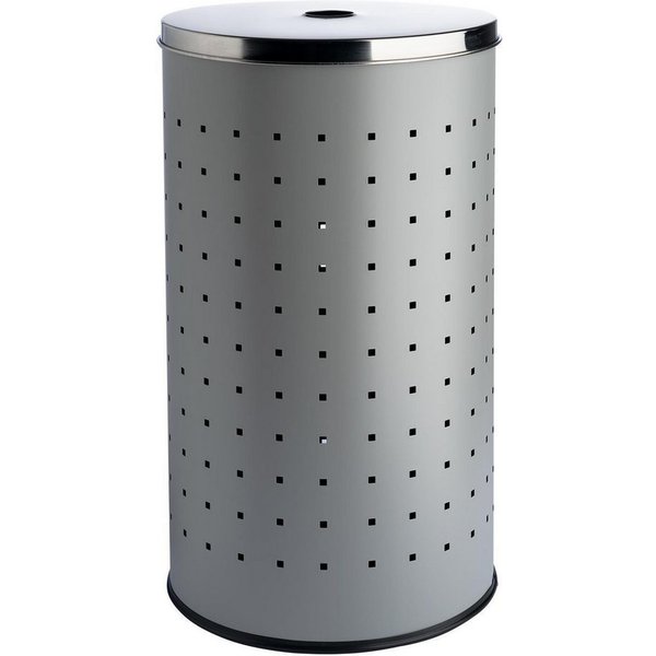 Home4You Wäschetonne Grau, 37 Liter Fassungsvermögen, H 54 cm, mit Deckel und Belüftungslöchern, 29 cm Durchmesser