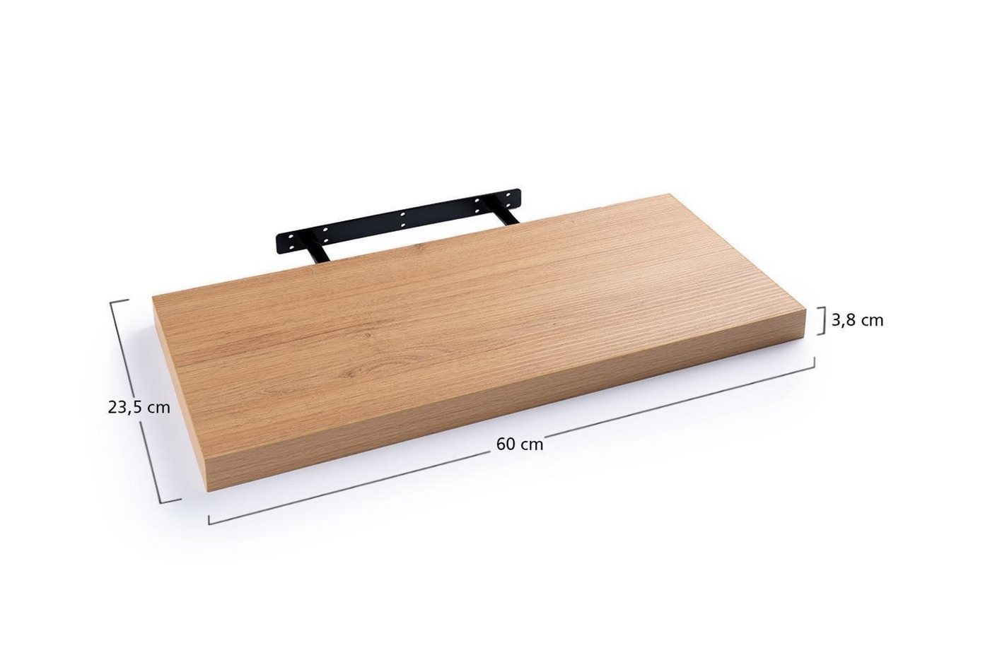 Home4You Wandboard MIKI, B 60 x H 23,5 cm, Wildeichedekor, MDF, PVC, 1-tlg., 1 Ablagefläche – Bild 4 von 4