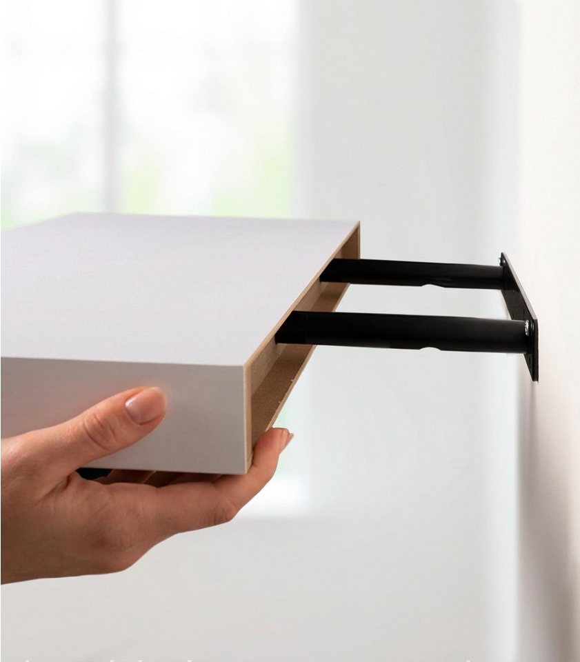 Home4You Wandboard MIKI, B 60 x H 23,5 cm, Weiß matt, MDF, PVC, 1-tlg., 1 Ablagefläche – Bild 3 von 4