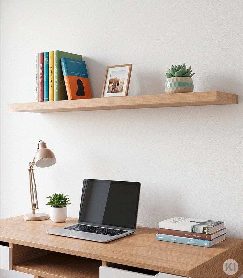 Home4You Wandboard MIKI, B 100 x H 23,5 cm, Wildeichedekor, MDF, PVC, 1-tlg., 1 Ablagefläche – Bild 2 von 3