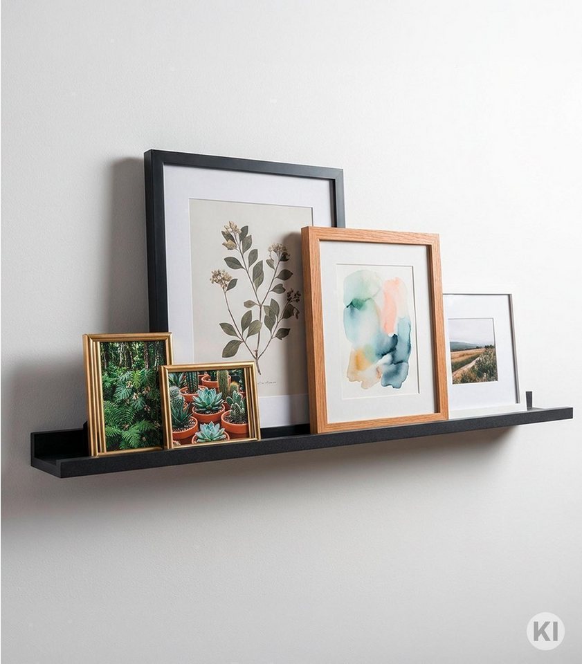 Home4You Wandregal Bilderleiste, Schwarz Matt, PVC, MDF, B 100 x H 10 x T 4 cm – Bild 2 von 4