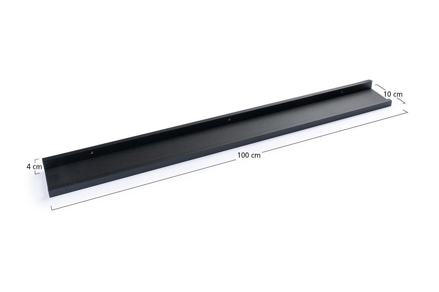 Home4You Wandregal Bilderleiste, Schwarz Matt, PVC, MDF, B 100 x H 10 x T 4 cm – Bild 4 von 4