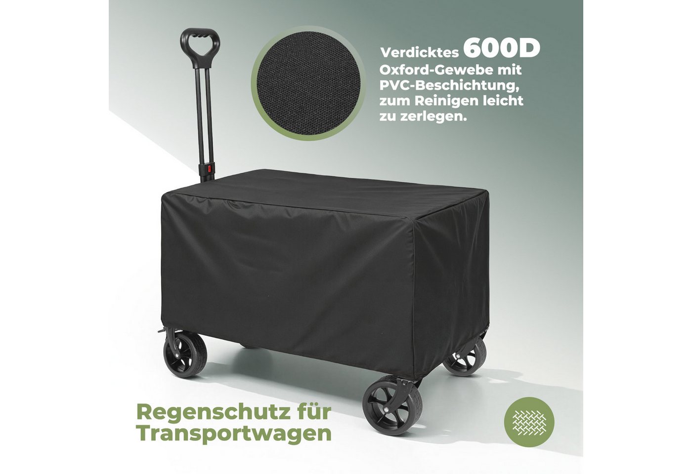 HOMECALL Bollerwagen Gartenwagen mit Heckklappe,Regenschutz, Bremsen Handwagen (Kapazität erweiterbar durch 2 Aufbewahrungstaschen, 120L+ , Campingwagen mit Ref – Bild 5 von 5