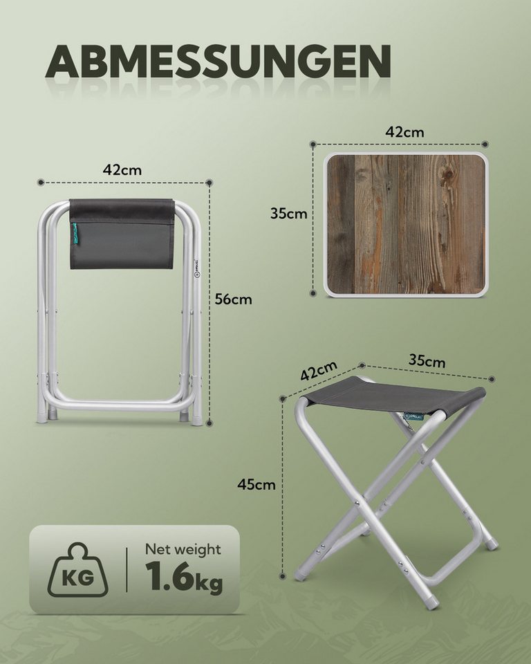 HOMECALL Campinghocker Klapphocker mit MDF Tisch aus Aluminium Leichter kleiner Aussenstuhl (2 St), für Camping, Angeln, Picknick, Reisen und Wandern – Bild 3 von 5