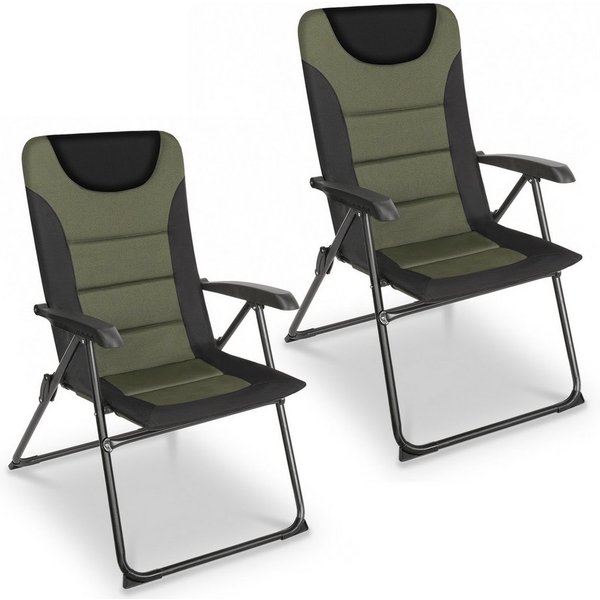 HOMECALL Campingstuhl Gartenstuhl Gepolsterter Klappstuhl für Wohnwagen Outdoors-150kg (2 St), Hochlehner Anglerstuhl mit 5-fach verstellbarer Rückenlehne