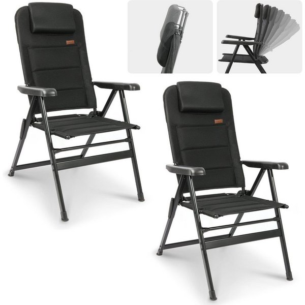HOMECALL Klappstuhl Hochlehner Campingstuhl Gartenstuhl Gepolstert Faltstuhl Balkonstuhl (150 KG Belastbar Erstellbare Kopfstutze Anglerstuhl,Groß und Hoch, 2 S