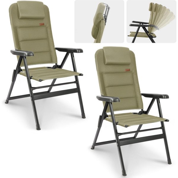 HOMECALL Klappstuhl Hochlehner Campingstuhl Gartenstuhl Gepolstert Faltstuhl Balkonstuhl (150 KG Belastbar Erstellbare Kopfstutze Anglerstuhl,Groß und Hoch, 2 S