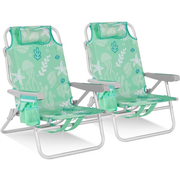 HOMECALL Klappstuhl Strandstuhl Leicht Klappbar Camping, 5-fach verstellbare Rückenlehne (Bis150KG Aluminiumrahmen, groBe Kuhitasche und Aufbewahrungstasche, 2 