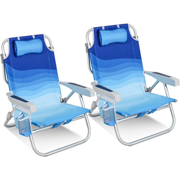 HOMECALL Klappstuhl Strandstuhl Leicht Klappbar Camping, 5-fach verstellbare Rückenlehne (Bis150KG Aluminiumrahmen, groBe Kuhitasche und Aufbewahrungstasche, 2 