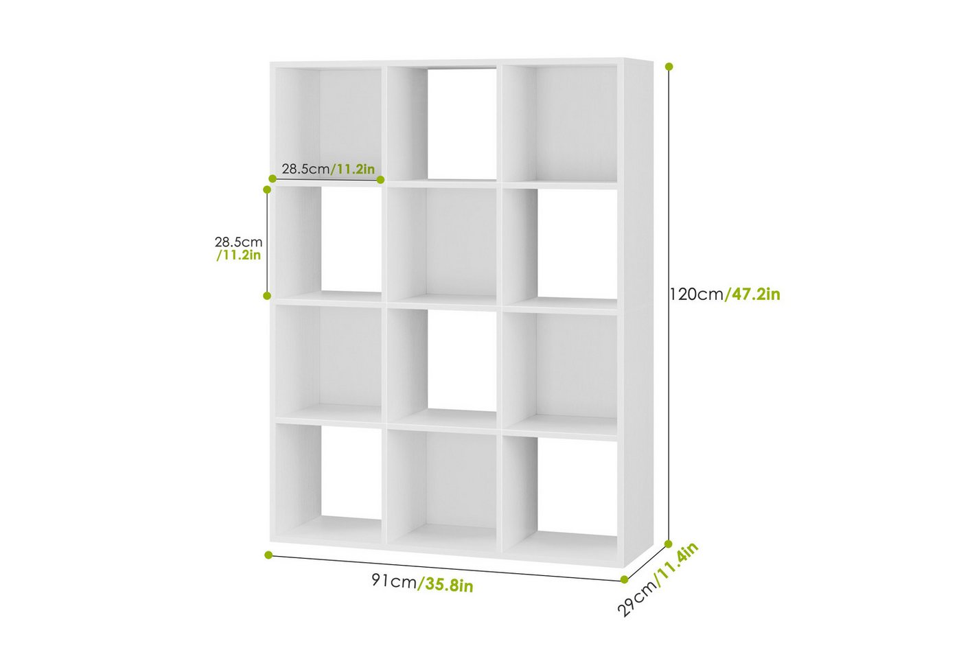 HOMECHO Bücherregal, Würfelregal mit 12 Fächern Weiß Standregal Raumteiler – Bild 3 von 5