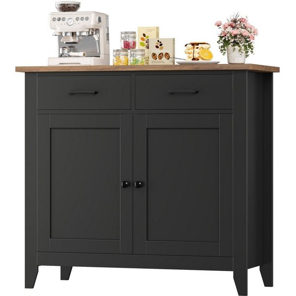 HOMECHO Buffet Sideboard Weiß Küchenschrank mit 2 Schubladen 2 Türen