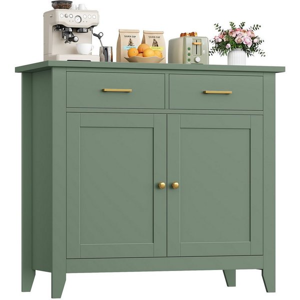 HOMECHO Buffet Sideboard Weiß Küchenschrank mit 2 Schubladen 2 Türen