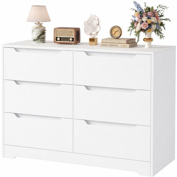 HOMECHO Kommode, mit 6 Schubladen, Schubladenschrank Modern Mehrzweckschrank aus Holz