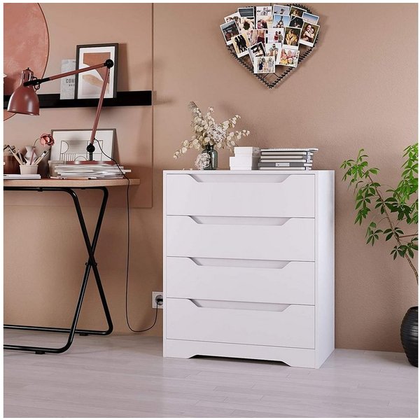 HOMECHO Kommode, Sideboard mit 4 Schubladen Schubladenschrank aus Holz