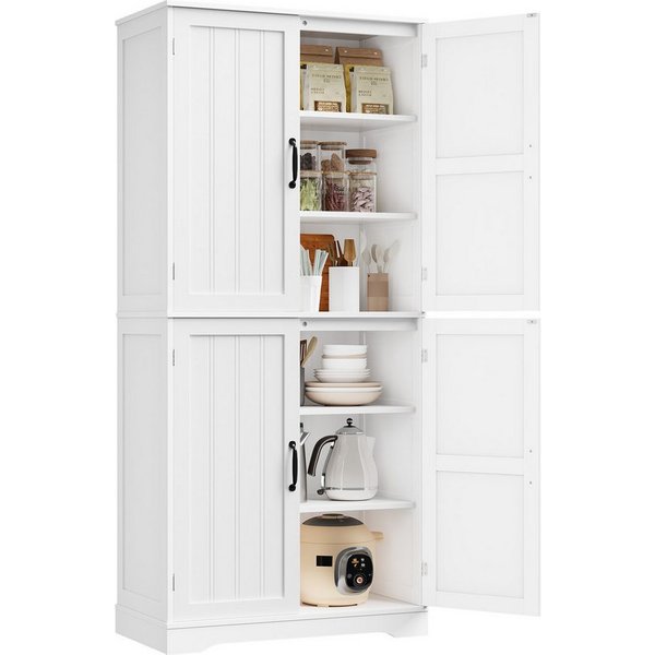 HOMECHO Küchenbuffet 180cm Küchenschrank mit 4 Türen Weiß Buffetschrank für Wohnzimmer Küche 180×80×40 cm