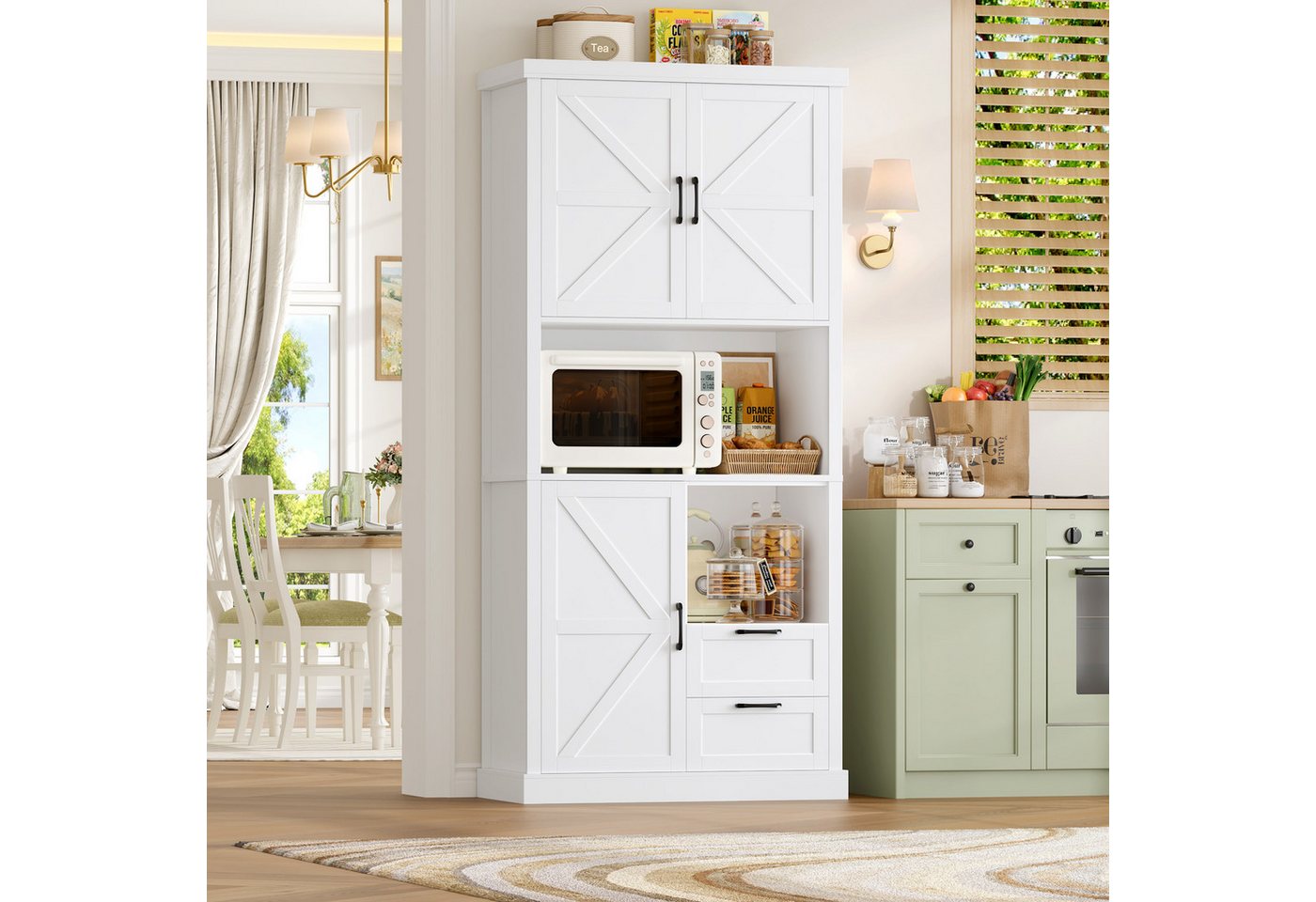 HOMECHO Küchenbuffet Küchenschrank mit 7 Fächern – Bild 2 von 5