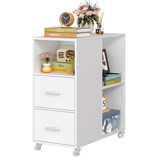 HOMECHO Rollwagen Rollcontainer mit Schubladen auf Rollen, 60x30x65 cm, Rollcontainer mit Schubladen auf Rollen