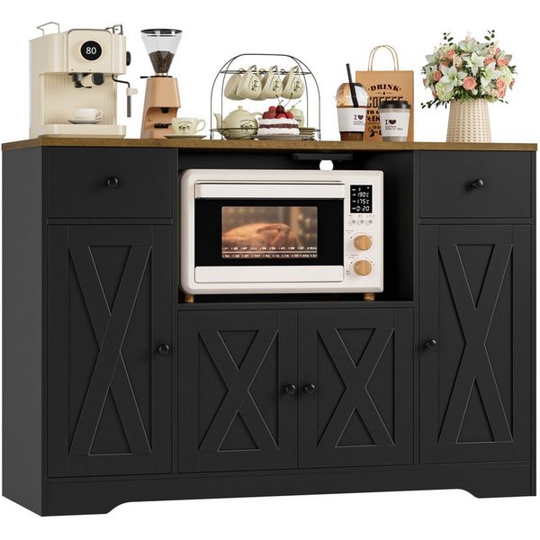 HOMECHO Sideboard, Küchenschrank mit verstellbare Ablagen und Mikrowellenregal