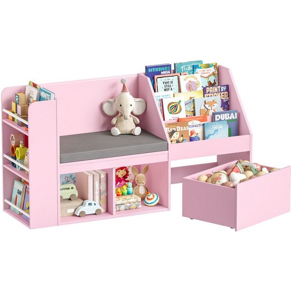 HOMECHO Spielzeugtruhe, Kinderregal, Bücherregal Kinder mit Boxen auf Rollen