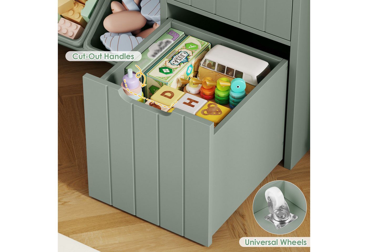 HOMECHO Spielzeugtruhe (2 St), Kinderregal mit 7 Aufbewahrungsboxen 4 Schubladen Weiß – Bild 4 von 5